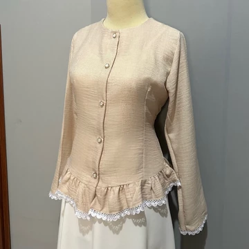 Subin Top Blouse Renda Peplum Atasan Lengan Panjang Wanita Korean Style Blouse Fitted Long