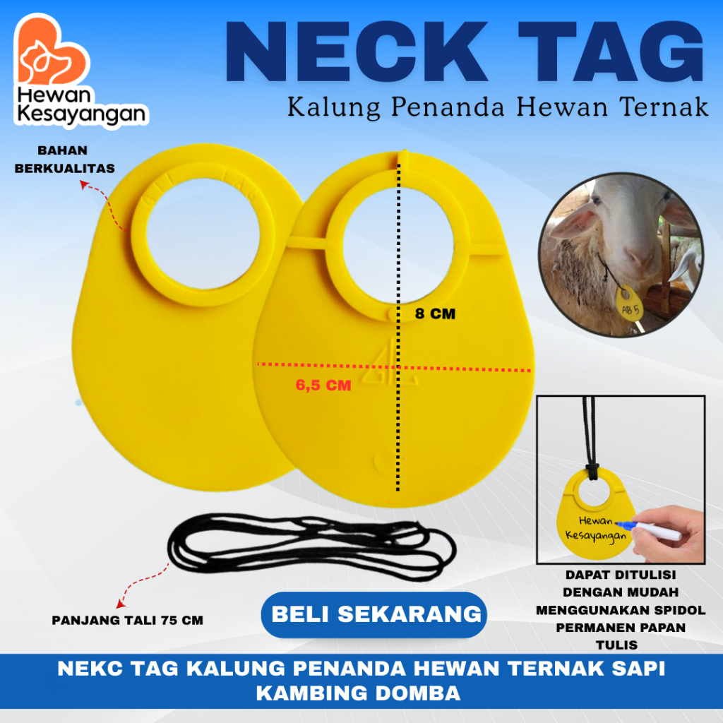 Jual Kalung Ternak Neck Tag Necktag Kambing Domba Sapi Kuda Kerbau Babi ...