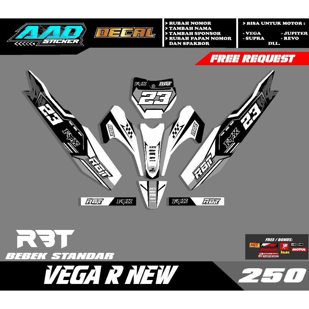 Jual STICKER STRIPING DECAL RBT VEGA R NEW BEBEK MODIF SUPERMOTO RBT ...