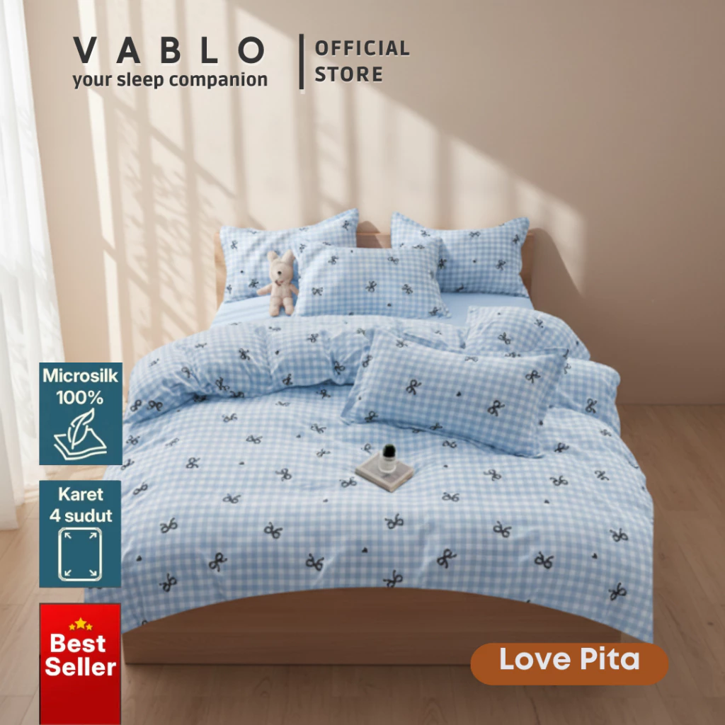 Vablo Special Sprei Set Katun Microsilk - Fitur Anti Geser - TINGGI 30CM - Varian Uk100x200 120x200 160x200 180x200 - foto 1