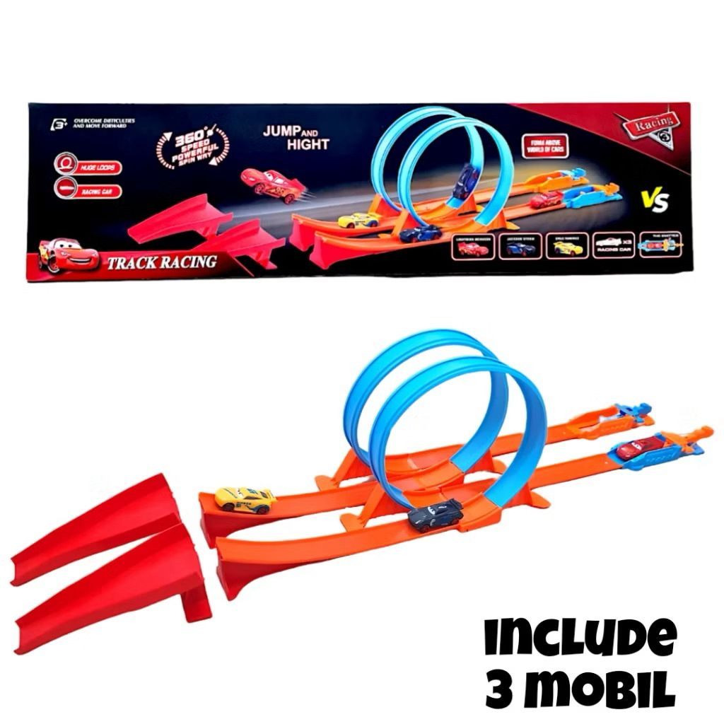 Jual Track Racing Car Mainan Anak Mobil Balap Seluncuran 2 Jalur ...
