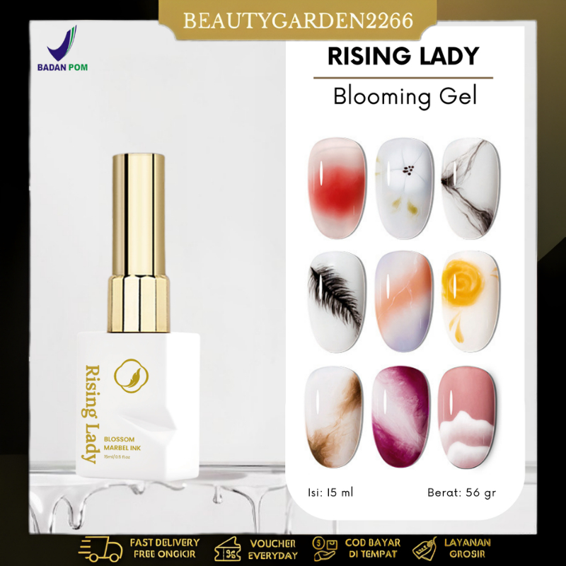 Jual [ COD ] BPOM Rising Lady 15ml Fungsi Coat Kutek Gel Blooming ...