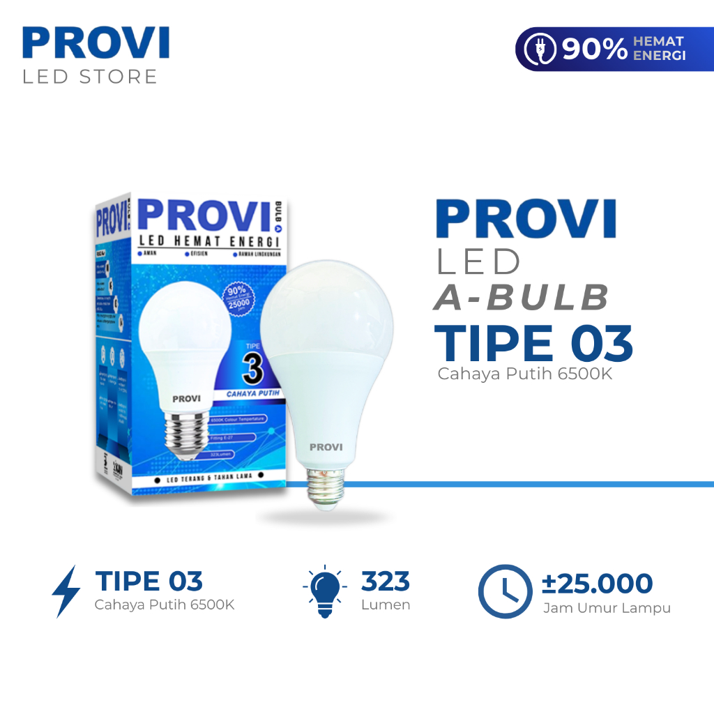 Jual Lampu LED Bulat Provi Bulb A Tipe 03 Bohlam Hemat Energi Awet ...