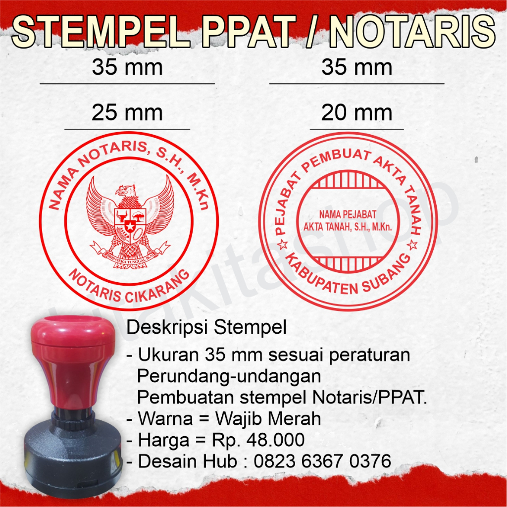 Jual Stempel Jabatan Notaris / PPAT Tinta Merah Rapi & Murah, Stempel ...