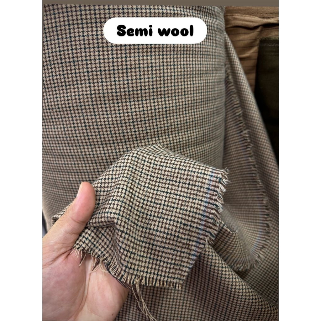 Jual Kain Semi Wool Motif Kotak Import #semiwool #semiwoolimport # ...