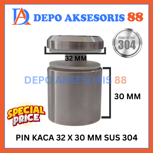 Jual Pin Kaca Railing Tangga Glass Holder Body 30mm Stainless 304 Solid ...