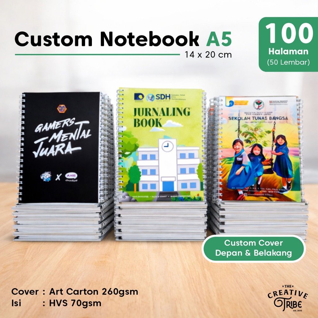 Jual Notebook A5 Spiral Custom 100 hal | Buku Catatan Souvenir Notes ...