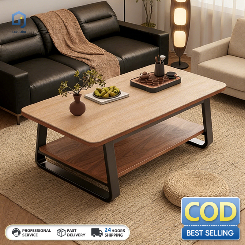 COD Meja Tamu Minimalis Meja Kopi Besi  2 Lapisan Meja Ruang Tamu Minimalis Coffee Table Meja Teras Meja Sudut Meja Kopi kayu Meja Multifungsi