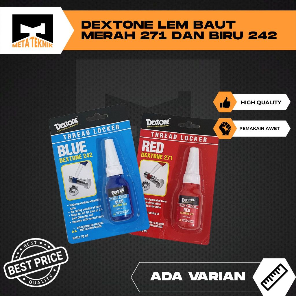Jual Dextone Thread Locker 271 Merah 242 Biru 10 ml / Lem Baut ...
