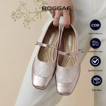 Sepatu Flatshoes Wanita Aesthetic Nyaman Model Tali Gesver Shimmer