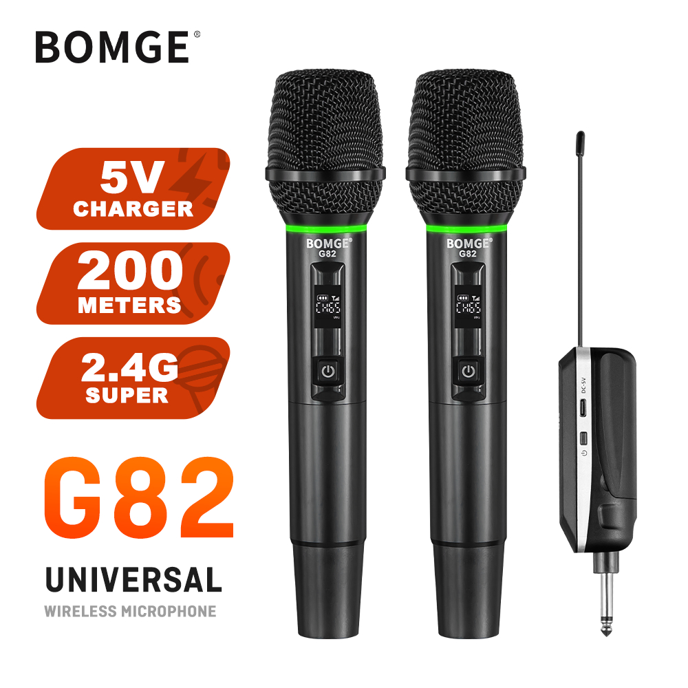Jual BOMGE G82 Wireless Microphone, UHF 200 Meter Mikrofon Tanpa Wayar ...