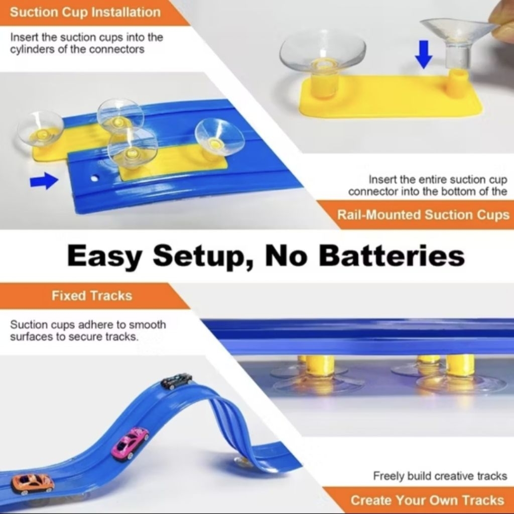 Jual Flexible race track for kids, race car ramp track with suctions ...