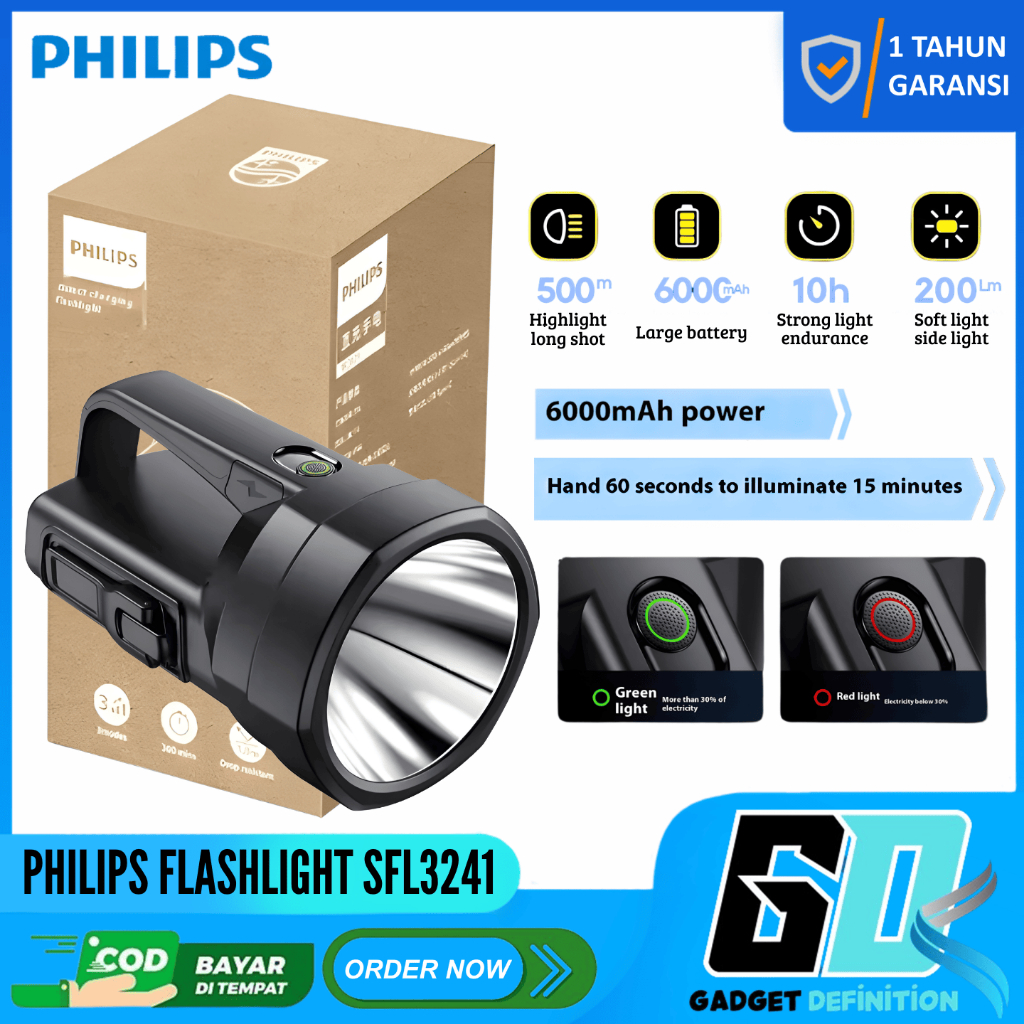 Jual Philips Lampu Senter LED Multifungsi SFL3241 Senter Jumbo Dengan ...