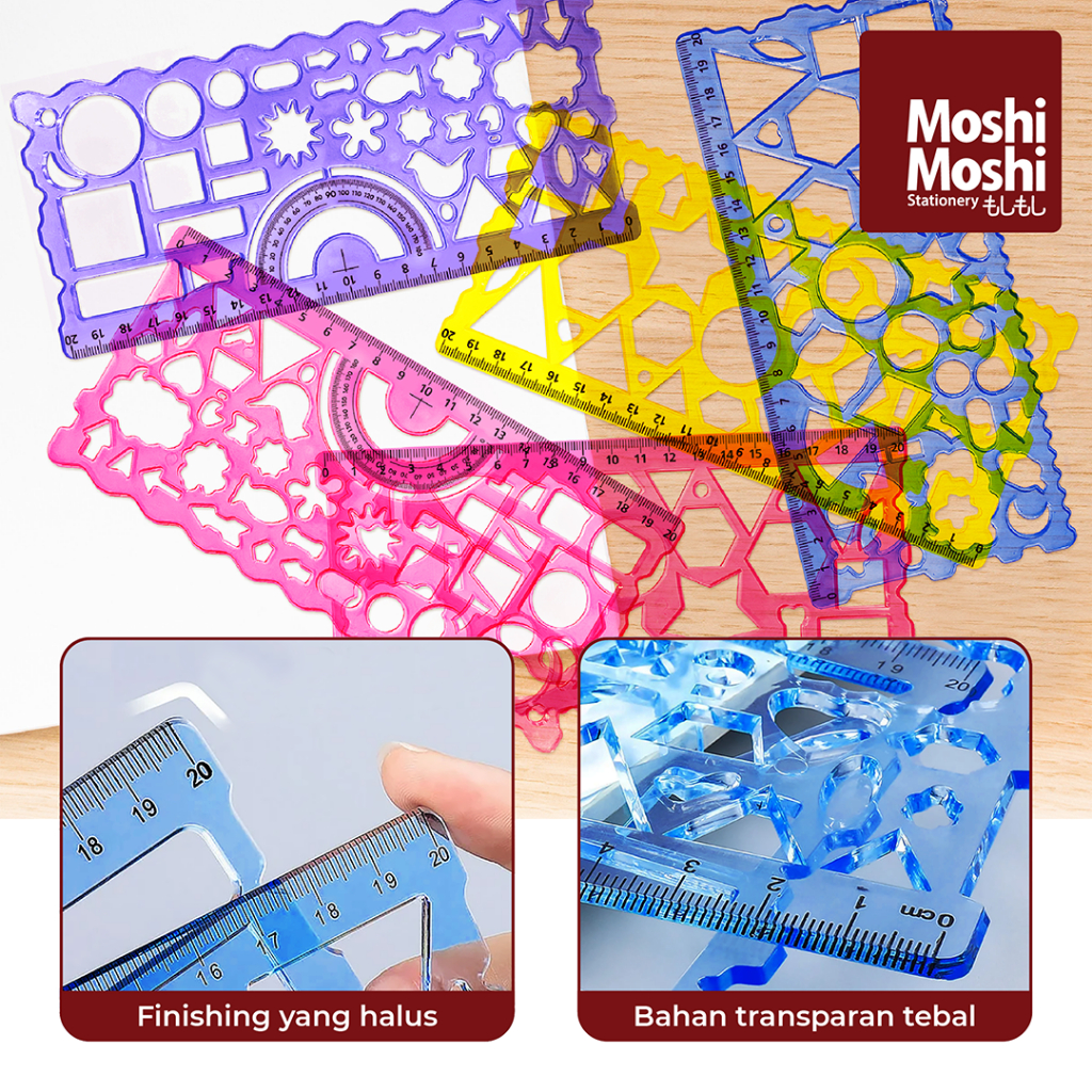 Jual Stencil Set Shape Ruler Fancy 20 cm Penggaris Gambar Cetakan ...