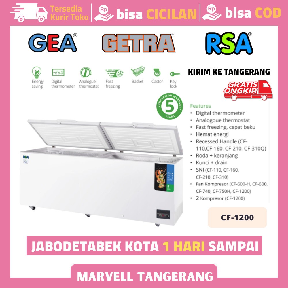 Jual Chest Freezer RSA CF 1200 Chest Freezer Box 1000 Liter | Shopee ...