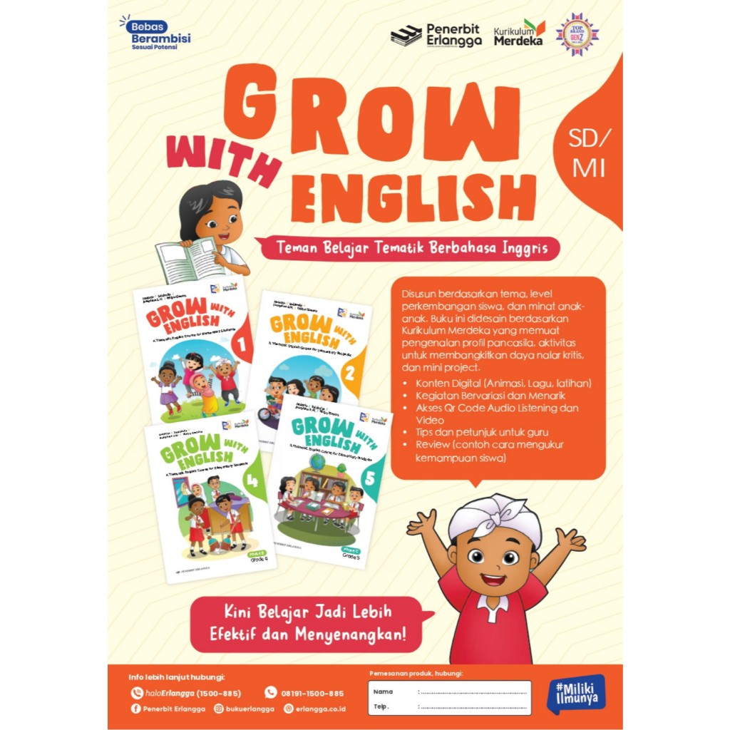Jual Buku Grow With English SD/MI Kelas 1 2 3 4 5 6 Kurikulum Merdeka ...