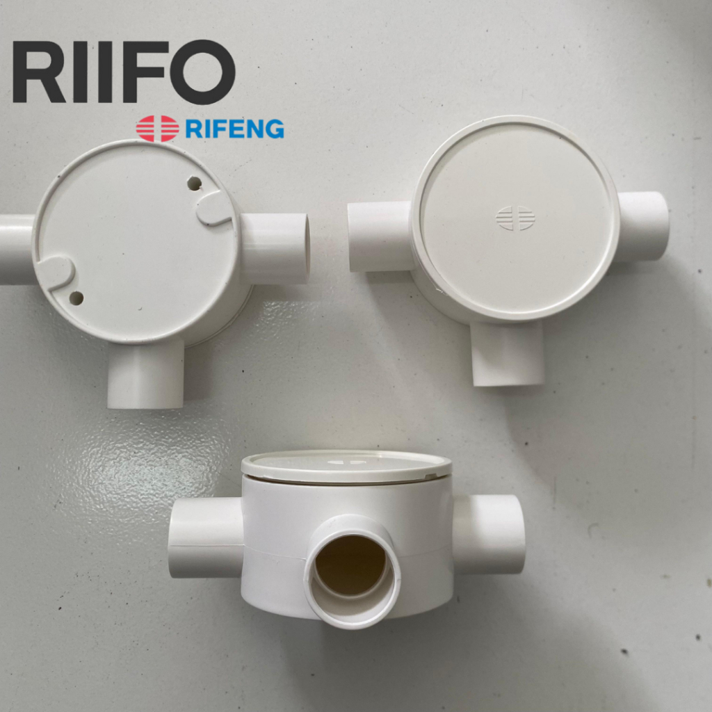 Jual RIIFO Conduit T Dus 20mm 3 Way Round Junction Box PVC 20 mm 1/2 ...