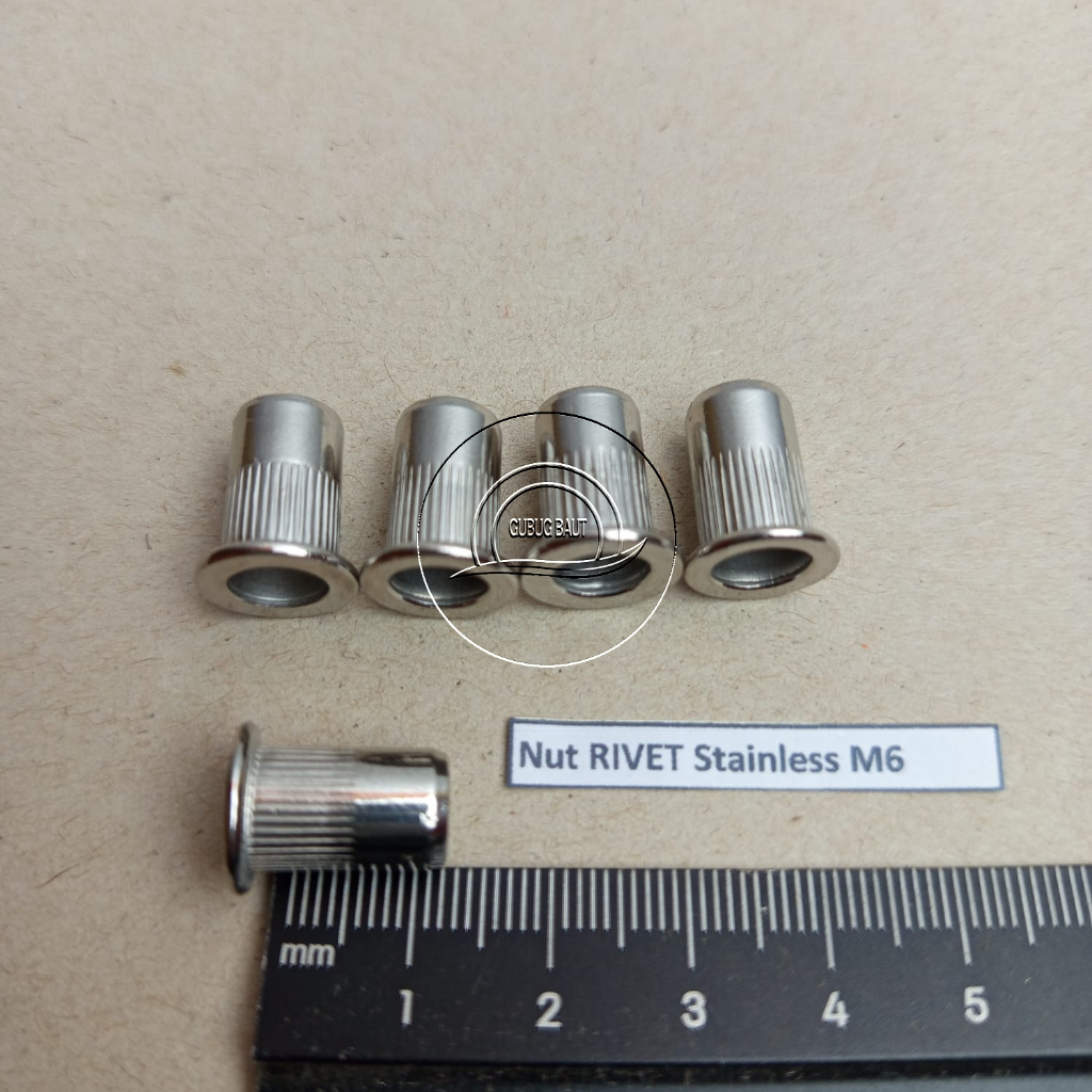 Jual NUT RIVET M6 STAINLESS STEEL SS SUS 304 MUR RIVET M6 NUTSERT ANTI ...