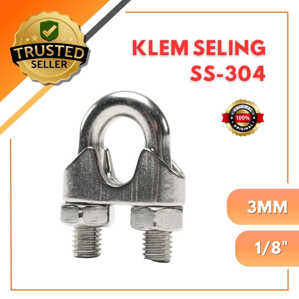 Jual Klem Seling Stainless SS 304 3MM-16MM / Wire Rope Clip SS 304 3MM ...