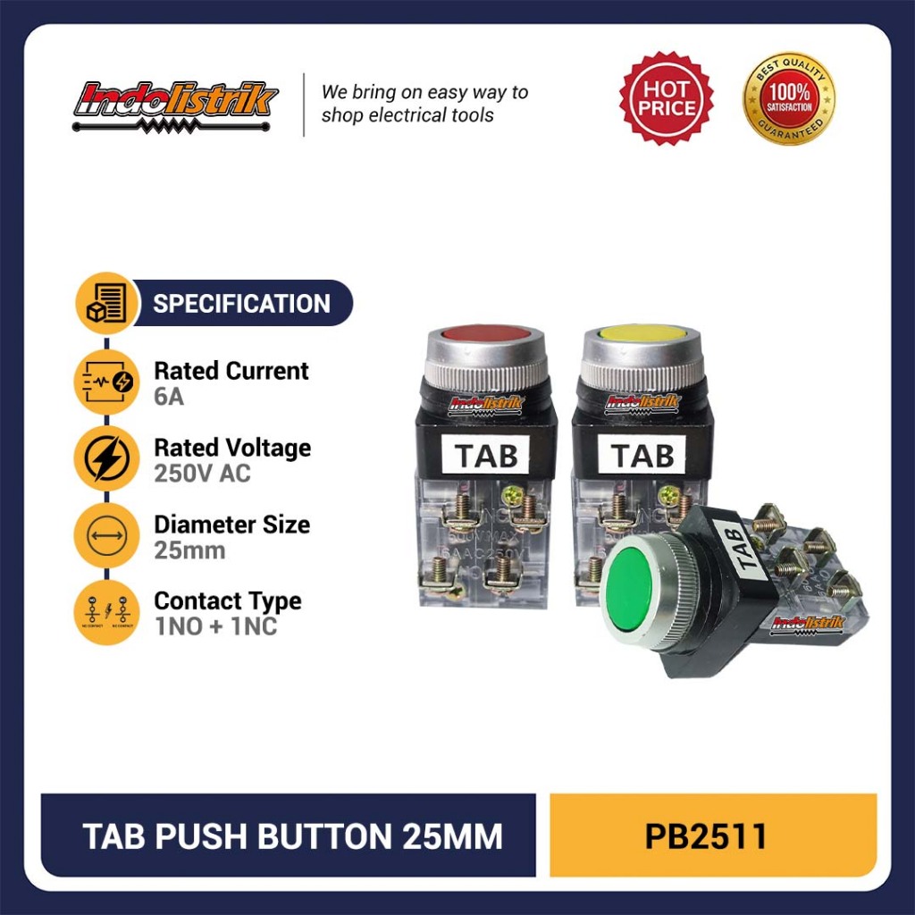 Jual Push Button TAB PB2511 Merah | Shopee Indonesia
