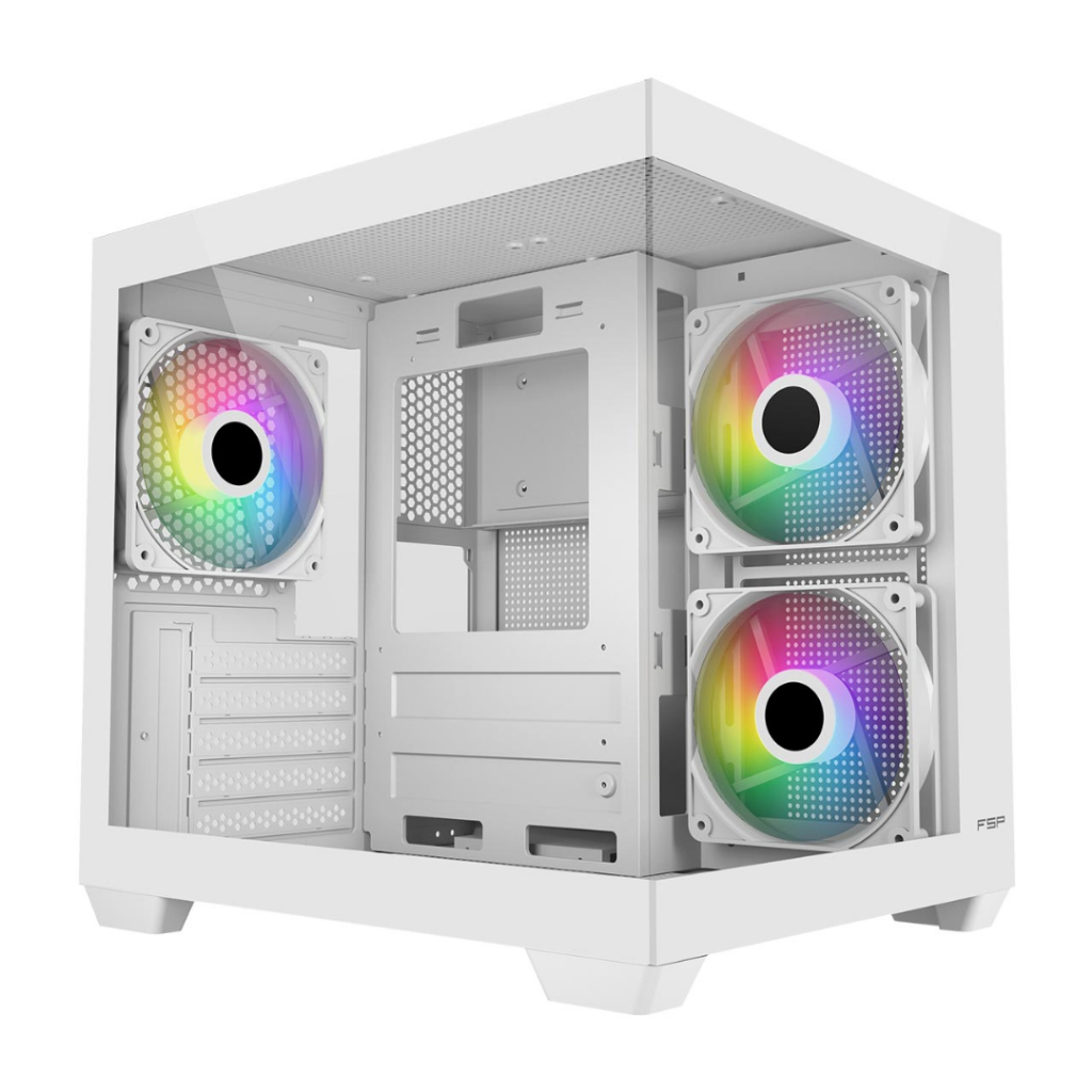 Jual FSP S140 Black White Casing Gaming CPU Komputer micro ATX Tempered ...