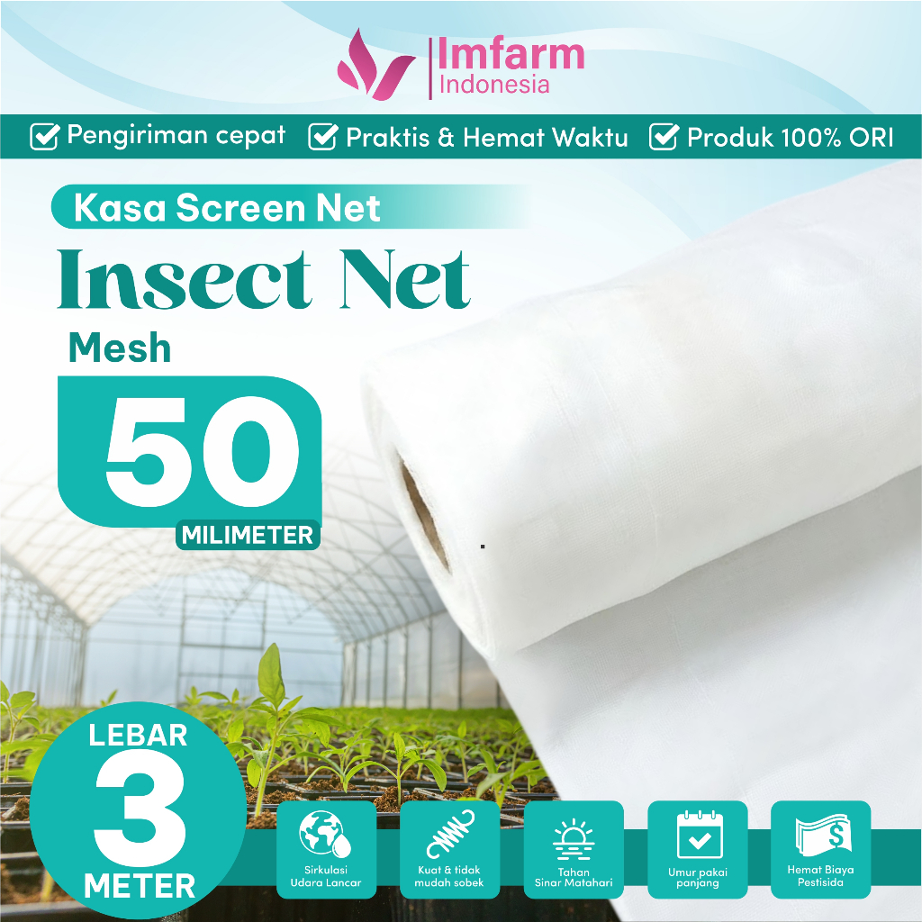 PROMO !! Lebar 3 meter, INSECT net / Kasa ( PUTIH&HIJAU )