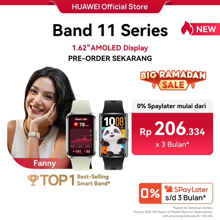 [Pre-Order | Voucher s/d 12%*] HUAWEI Band 11 Series | 1.62”AMOLED Display | Enh