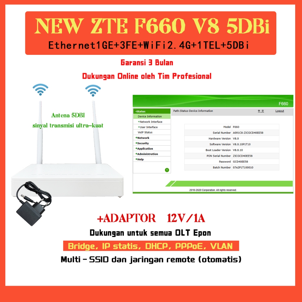Jual Modem Baru F660 GPON, antena 5dbi untuk sinyal super kuat, support ...