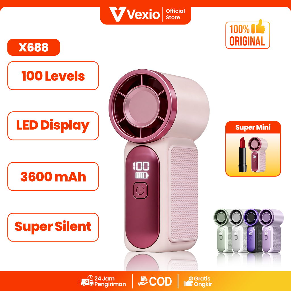 Jual VEXIO Kipas Angin Portable Mini High Speed Handheld Fan 3600mAh ...