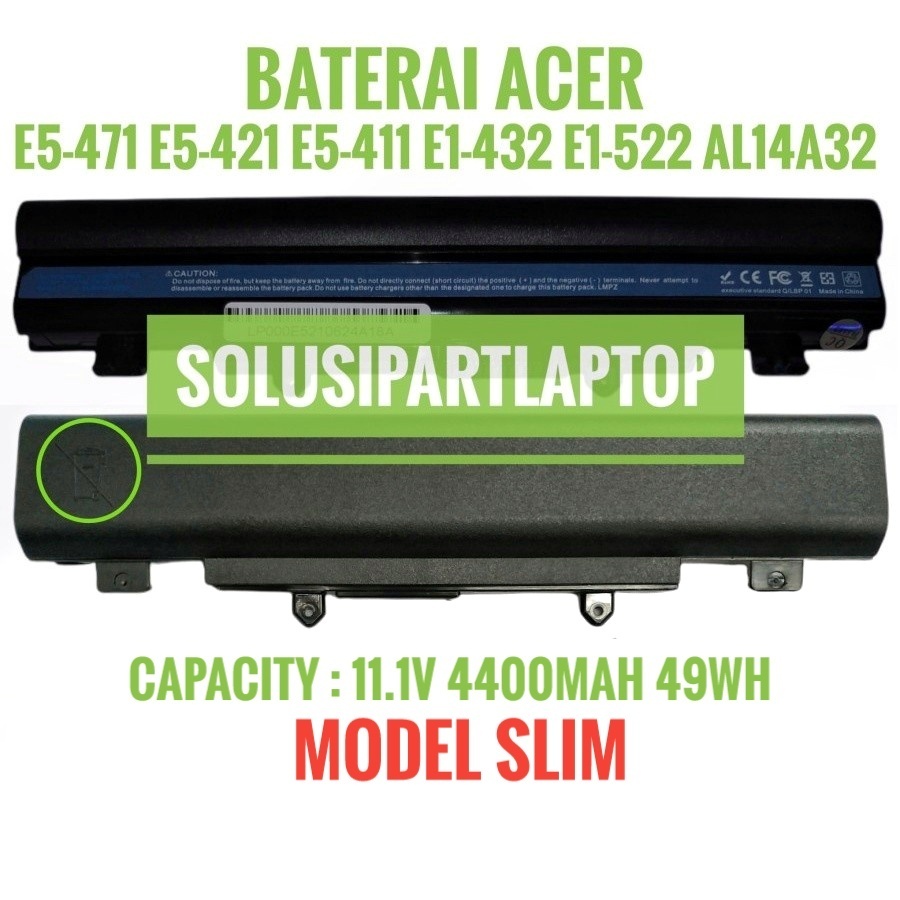 vhbw Batería Recargable Compatible con Acer Aspire E1-571, E5-571, E5-571G, E5-571P, E5-571PG Notebook (4400 mAh, 11,1 V, Li-Ion