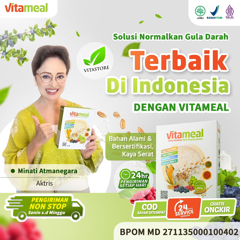 VITAMEAL1 Box - Atasi DIABETES Tipe 2 GULA DARAH TINGGI Sensitivitas INSULIN & Menjaga Kesehatan Pangkreaa