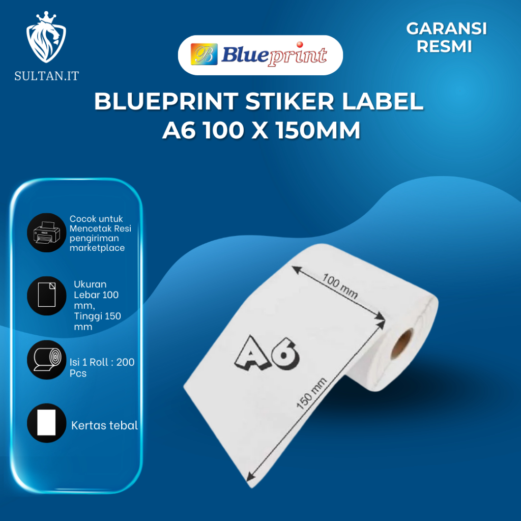Jual Blueprint Stiker Label A6 100 x 150mm Isi 200 Sticker / Lite ...