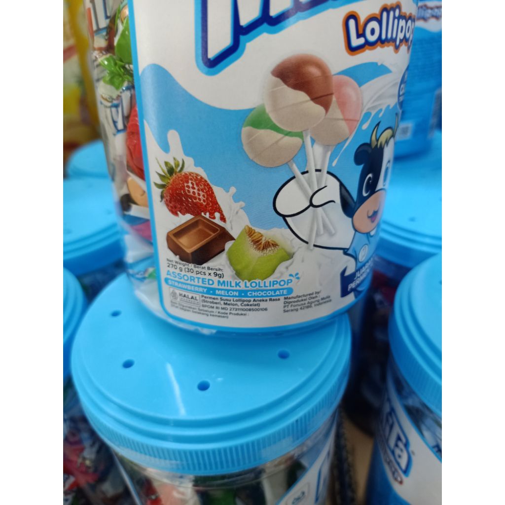 Jual permen susu milkita lollipop assorted toples 270g isi 30 pcs ...