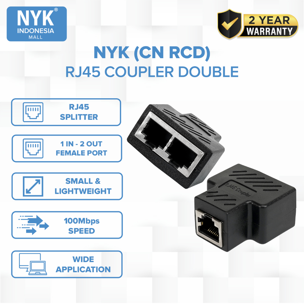 NYK Barel DOUBLE RJ45 METAL COUPLER FEMALE RJ45 LAN 1 KE 2 COD