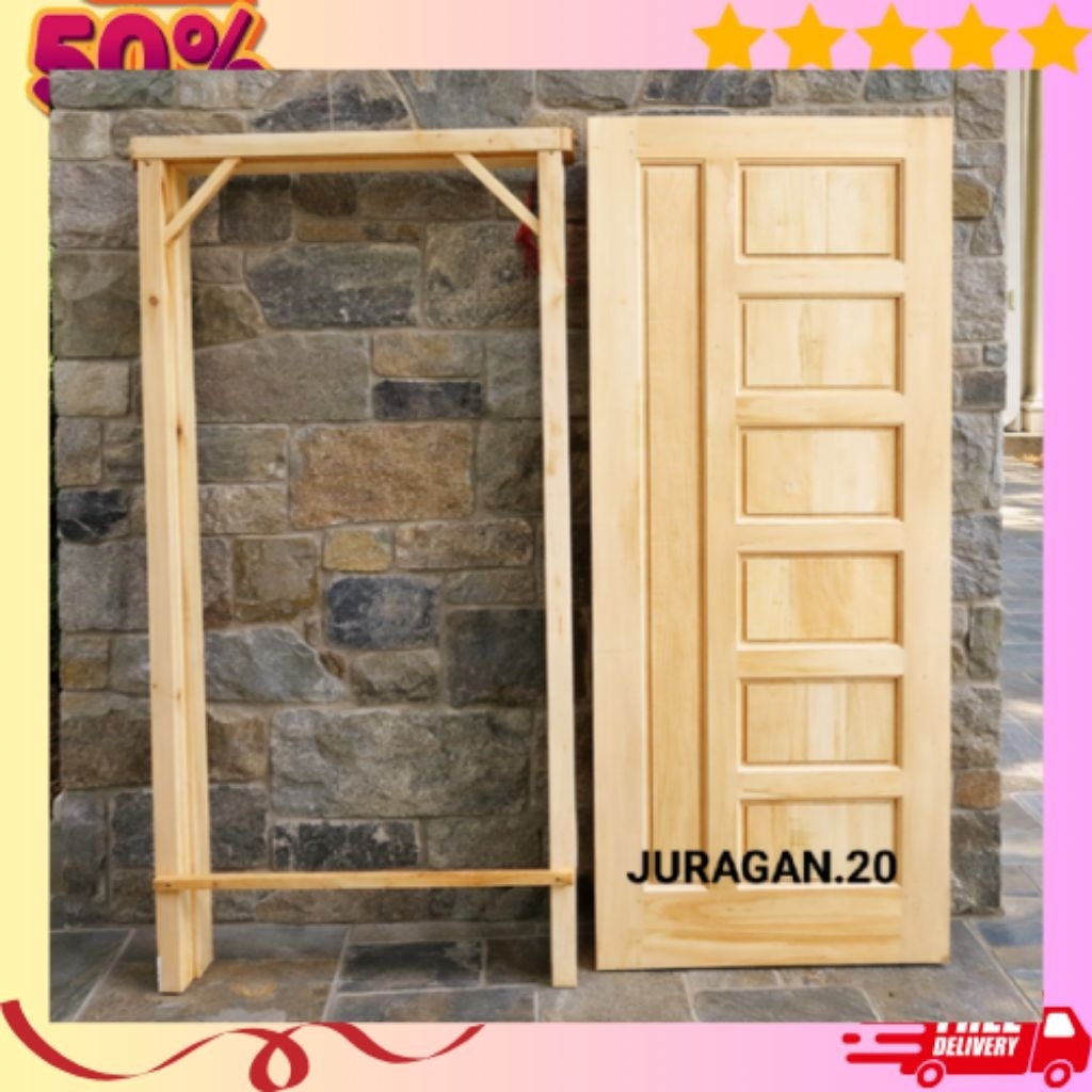 Pintu+Kusen Rumah Minimalis Motif Kotak Tangga Pintu Kayu Mahoni Pintu Depan Pintu Kamar