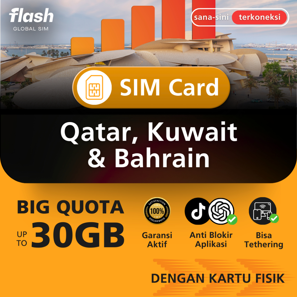 Jual Flash SIM Card Qatar, Kuwait & Bahrain Big Quota (Simcard Timur ...