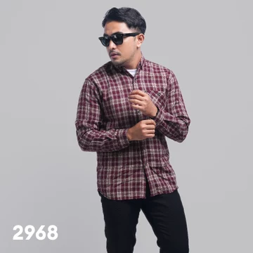 DGM Kemeja Flanel Pria Lengan Panjang Premium Kemeja Pria Kotak Hitam Coklat 001 G