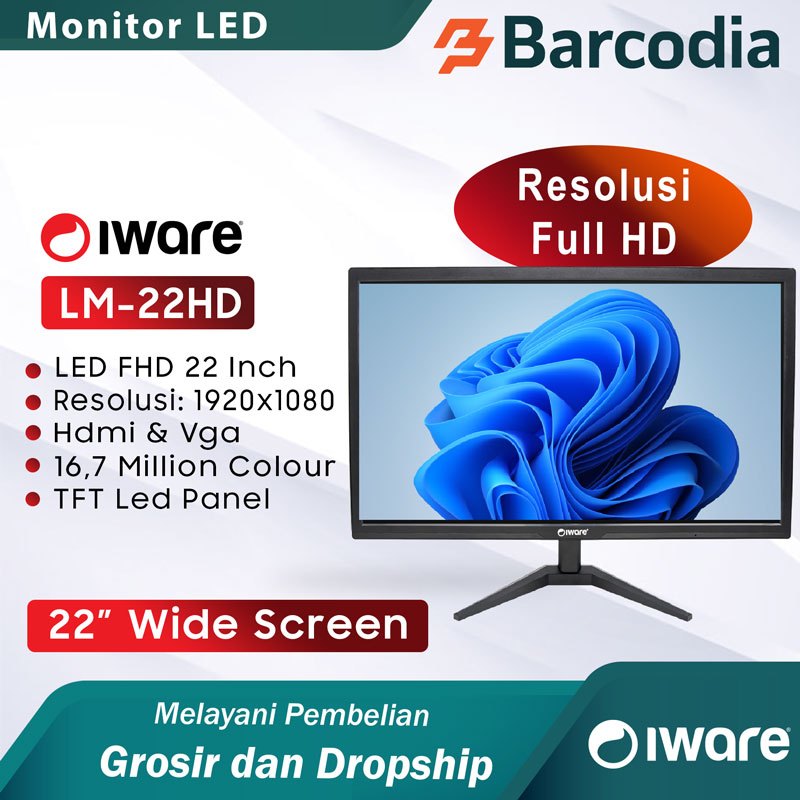 Jual BARCODIA Monitor IWARE LM-22FHD 22 Inch Full HD | Shopee Indonesia