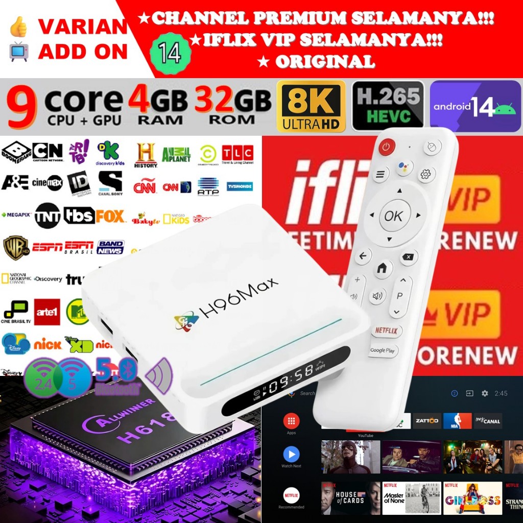 Jual STB Android 14 Smart TV Box Android H96 MAX M1 PLUS Voice Remote ...