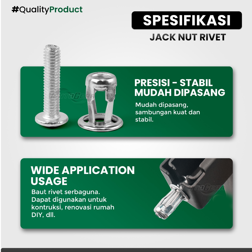 Jual Jack Nut - Rivet Plat Metal Mur Baut Drat Sekrup Fisher M4 M5 M6 ...