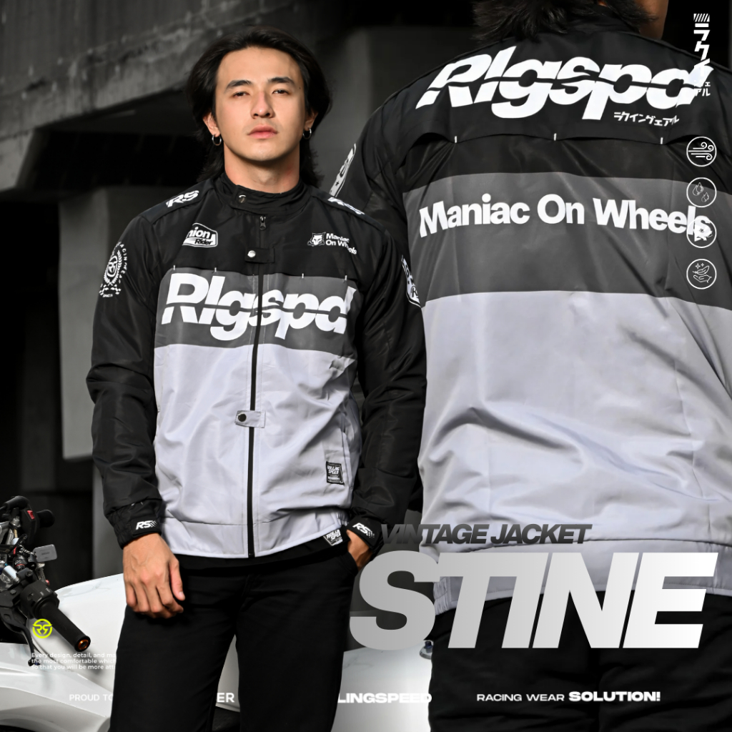 Jual Rollingspeed Jacket New Vintage Stine Black - Jaket Anti Air Anti ...