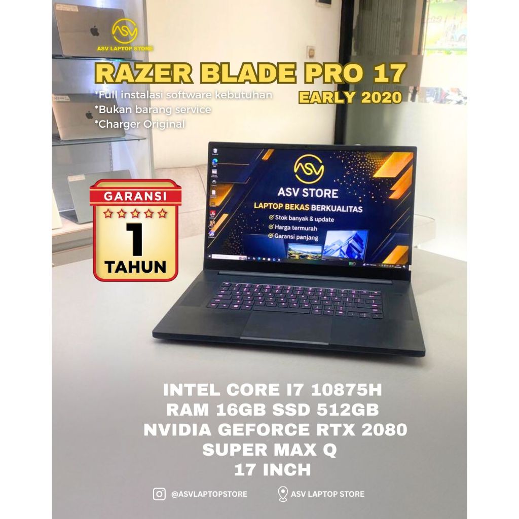 Jual RAZER BLADE PRO 17 CORE I7 10875H RAM 16GB SSD 512GB NVIDIA ...
