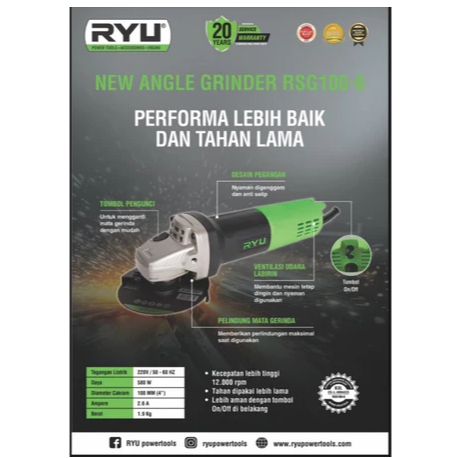 Jual RYU GERINDA TANGAN 4 INCH RSG100-6 - Mesin Gerinda Tangan - NEW ...