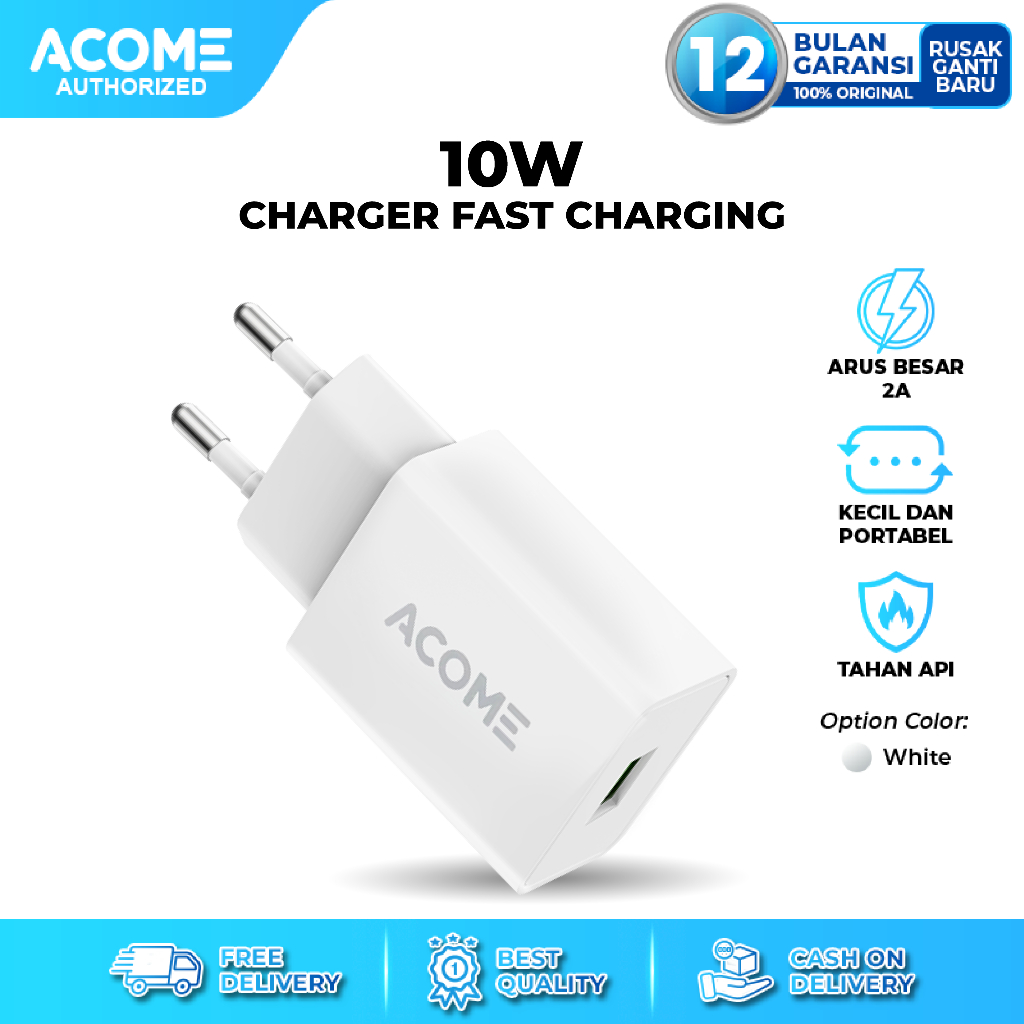 Jual ACOME Charger AC14 Single Port USB Fast Charging 2A / Adaptor ...
