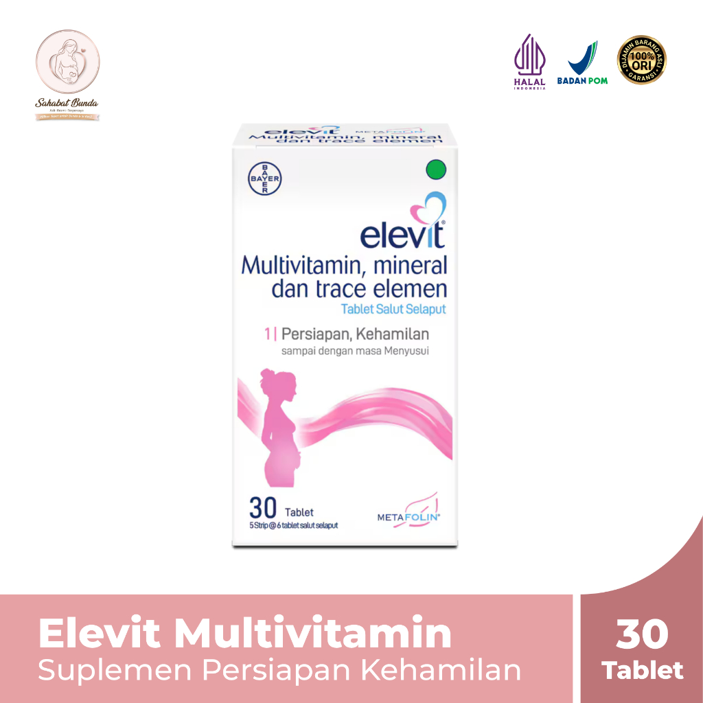 Jual Elevit Multivitamin Ibu Hamil & Program Hamil - Box 30 Tablet Asli ...