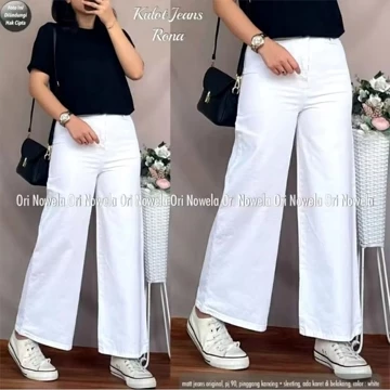 Celana Kulot Wanita Highwaist Premium Dengan Bahan Denim Tebal