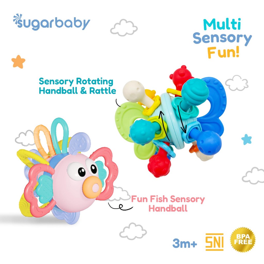 Jual Sugar Baby Fun Fish / Sensory Handball Rattle & Rattle 3in1 ...
