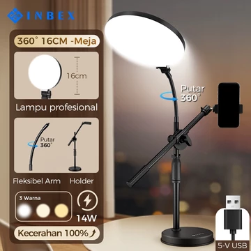 Rotasi 360° INBEX IPL16 Ringlight Lampu Bulat 3in1 Tripod Kamera Holder HP Stand Lighting