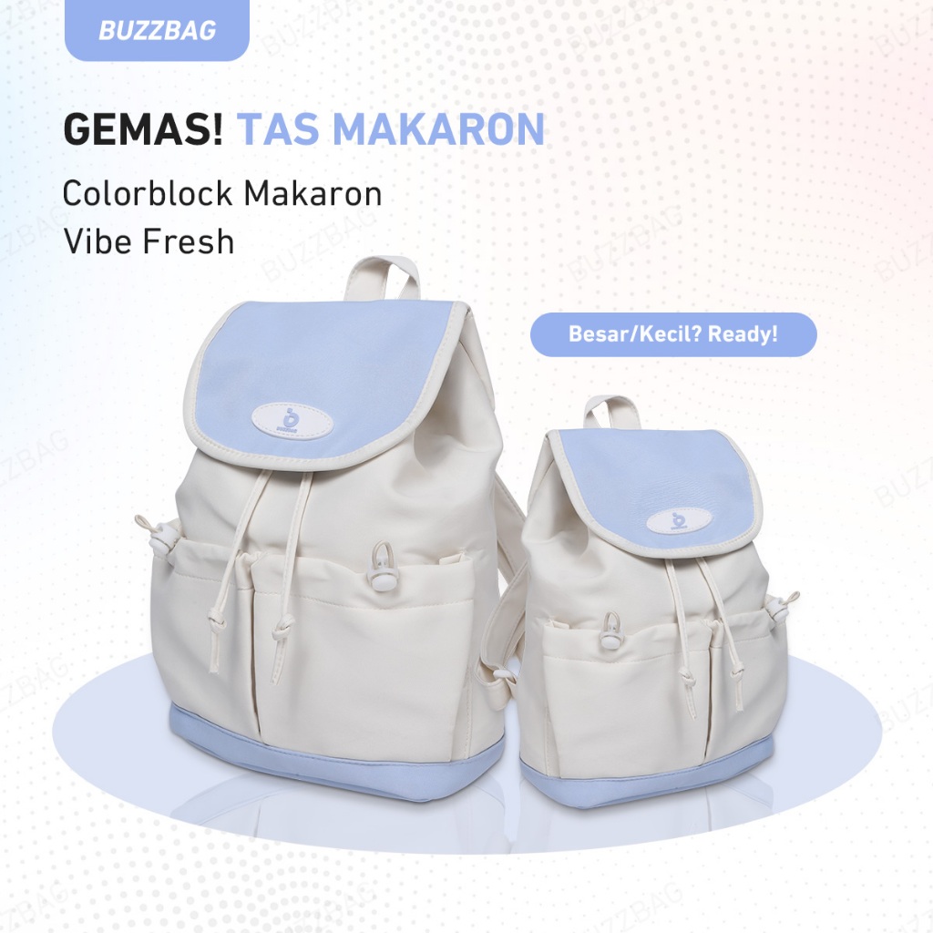 BuzzBag Tas Sekolah Aesthetic Korean Style Ransel Laptop