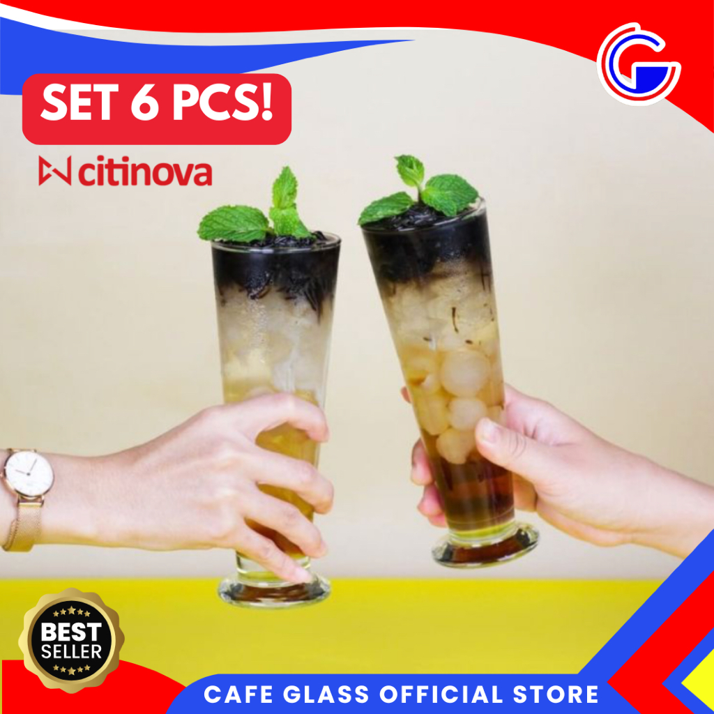 Gelas Tinggi Polos Set 6Pcs Citinova Dublin - Gelas Kaca Aesthetic - Gelas Tamu Jus Teh Mug Cafe